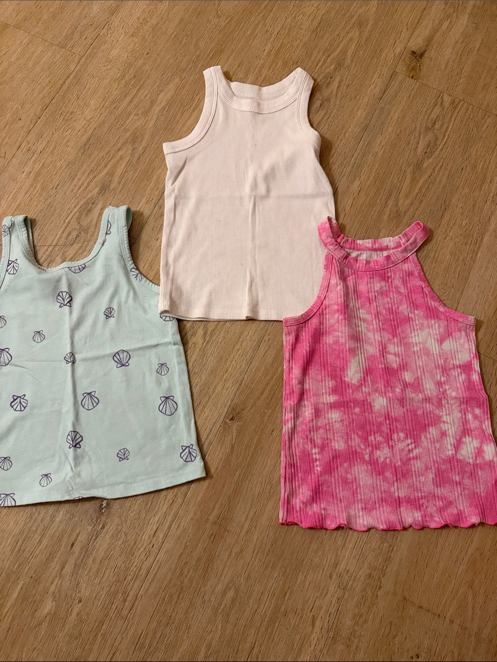 Cat & Jack Girls 3-Pack Tank Tops - Pink Tie-Dye, Light Pink, Mint Shell